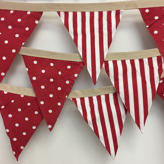 Red and White Stripe Dot Bunting