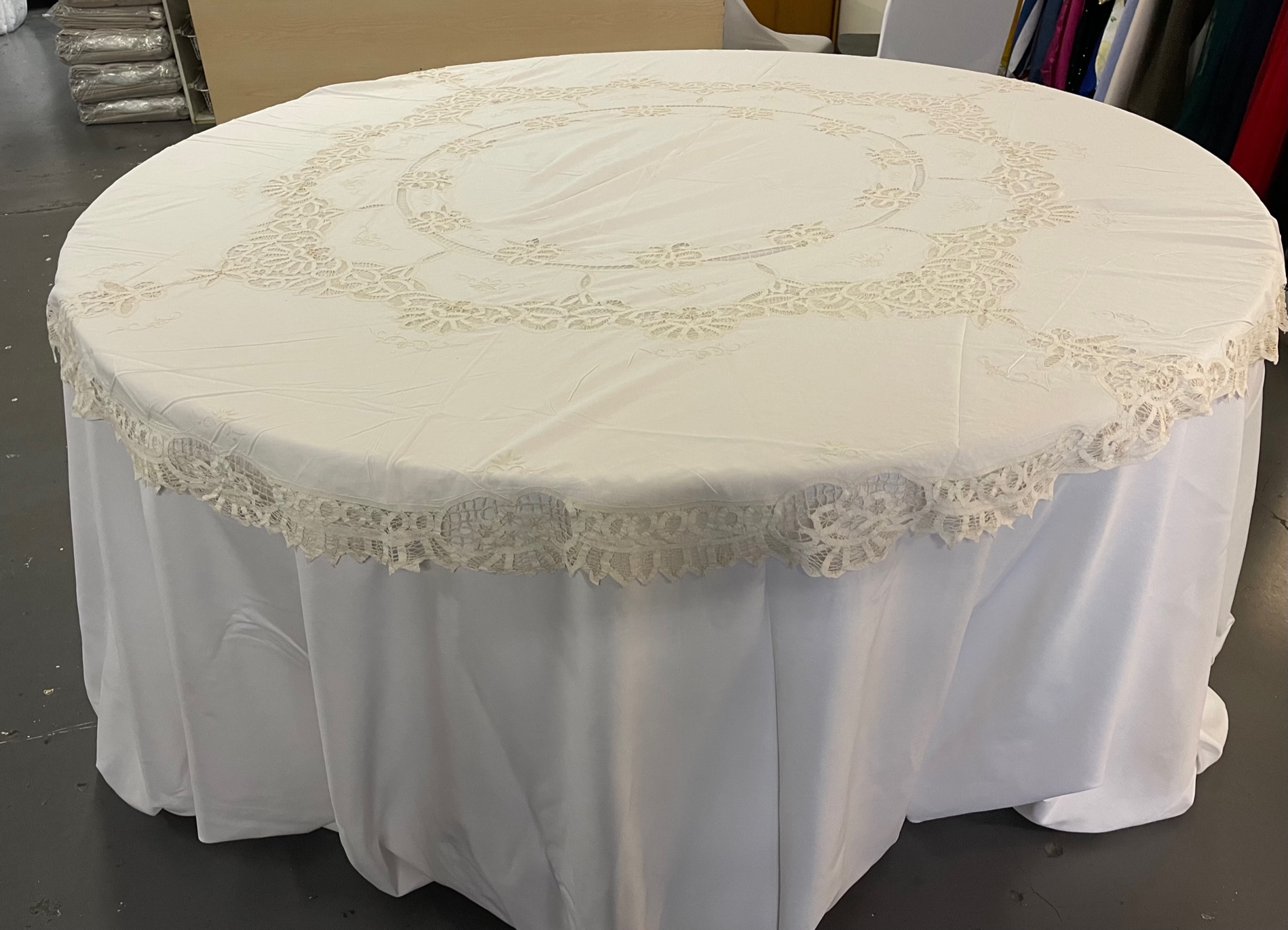 Cream Cotton Lace Round Overlay - Image 2